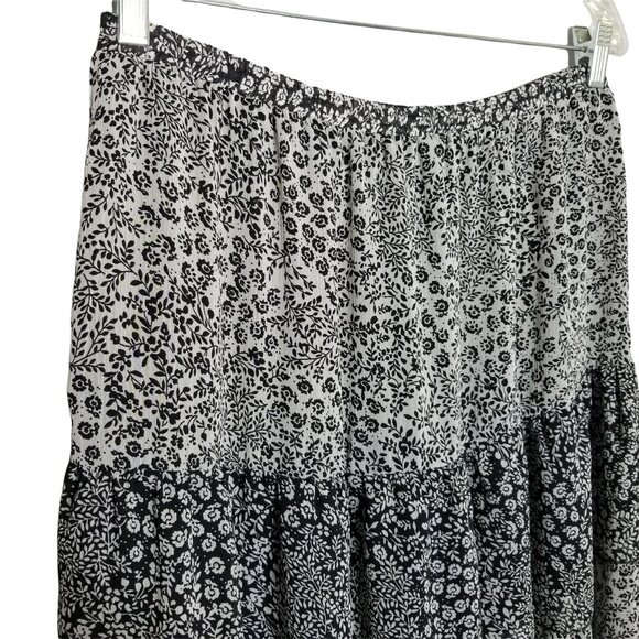 Notations Size L Skirt Tiered Ruffle Floral Crinkle Chiffon CottageCore Country - Picture 4 of 6